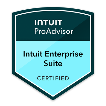 The green Certified ProAdvisor Intuit Enterprise Suite badge means a Certified QuickBooks ProAdvisor has passed a difficult training and test for using this new Intuit product for high volume businesses with multiple companies who need intercompany transactions.